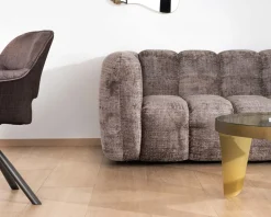 Canapé 3 places ultra-cosy en tissu velours gris cendré "Milow"