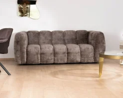 Canapé 3 places ultra-cosy en tissu velours gris cendré 