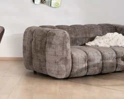 Canapé 3 places ultra-cosy en tissu velours gris cendré 