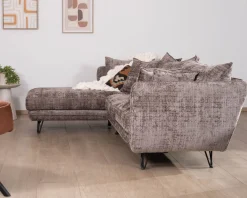Canapé angle gauche ultra confort en tissu chenillé doux gris cendre "Hasting"