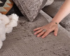 Canapé angle gauche ultra confort en tissu chenillé doux gris cendre "Hasting"