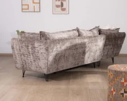 Canapé angle gauche ultra confort en tissu chenillé doux gris cendre 