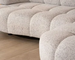 Canapé avec assise électrique et méridienne à droite "Syltan" tissu blanc cassé tramé