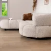 Canapé avec extension électrique et méridienne "Syltan" tissu tramé blanc cassé ultra confort