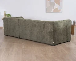 Canapé avec méridienne en tissu bouclette vert "Enjoy Home"