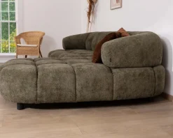 Canapé avec réglage électrique et méridienne "Syltan" tissu ultra doux vert foncé