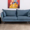 Canapé bleu 3 places bleu design vintage tissu et métal "Hasting"
