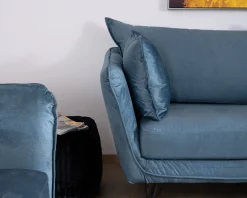 Canapé bleu 3 places bleu design vintage tissu et métal 