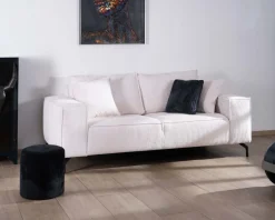 Canapé confort 3 places en velours blanc 