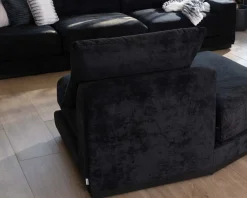 Canapé confort en velours lisse anthracite avec méridienne design 