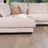 Canapé confort en velours côtelé beige avec méridienne design "Cyrano"