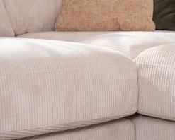 Canapé confort en velours côtelé beige avec méridienne design 