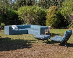 Canapé d'angle en tissu turquoise haut de gamme 