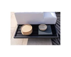 Canapé d'angle extérieur blanc et noir imitation cuir "Lakpura Beach"