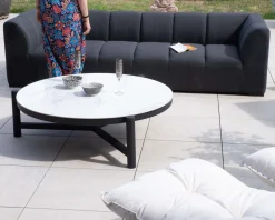 Canapé d'angle spécial extérieur tissu gris foncé haut de gamme 