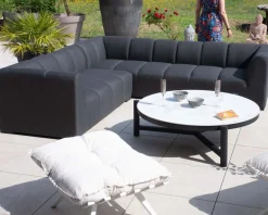 Canapé d'angle spécial extérieur tissu gris foncé haut de gamme 