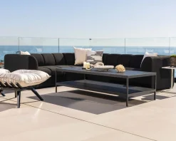 Canapé d'angle spécial extérieur tissu gris foncé haut de gamme 