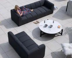 Canapé d'angle spécial extérieur tissu gris foncé haut de gamme 