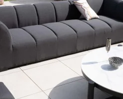 Canapé d'angle spécial extérieur tissu gris foncé haut de gamme 