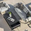 Canapé de terrasse 3 places matelassé tissu Sunbrella gris clair "Paquetage"