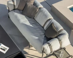 Canapé de terrasse 3 places matelassé tissu Sunbrella gris clair 