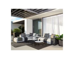 Canapé d'extérieur angle droit design bicolore en tissu Sunbrella 