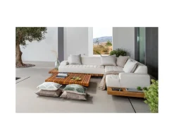 Canapé d'extérieur avec retour gauche tissu Sunbrella écru " Lombok"