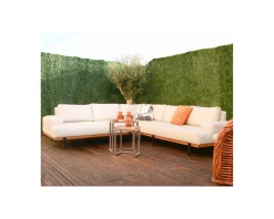 Canapé d'extérieur haut de gamme tissu Sunbrella et teck 