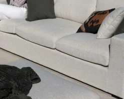 Canapé d'extérieur ultra confort avec ottoman en tissu écru chiné 