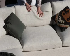 Canapé d'extérieur ultra confort avec ottoman en tissu écru chiné 