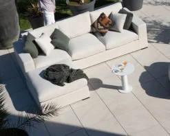 Canapé d'extérieur ultra confort avec ottoman en tissu écru chiné 