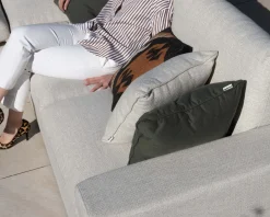 Canapé d'extérieur ultra confort avec ottoman en tissu écru chiné 