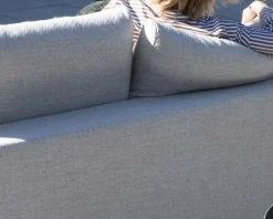 Canapé d'extérieur ultra confort avec ottoman en tissu écru chiné 