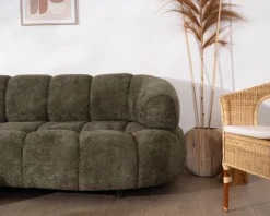 Canapé en tissu vert avec extension électrique et méridienne retour gauche "Syltan"