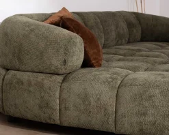 Canapé en tissu vert avec extension électrique et méridienne retour gauche 