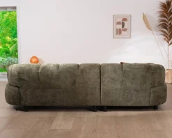 Canapé en tissu vert avec extension électrique et méridienne retour gauche 