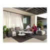 Canapé extérieur avec angle gauche bi-teinte gris en tissu Sunbrella "Lazy Beach"