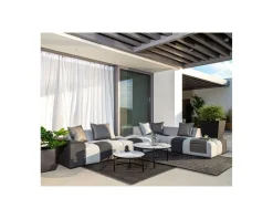 Canapé extérieur avec angle gauche bi-teinte gris en tissu Sunbrella 