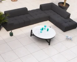 Canapé extérieur design retour gauche gris foncé 