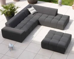 Canapé extérieur design retour gauche gris foncé 