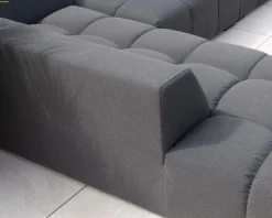 Canapé extérieur moderne retour droit gris foncé 