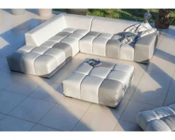 Canapé extérieur modulaire retour droit "Lazy Beach" beige et gris clair