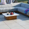 Canapé haut de gamme avec retour droit tissu Sunbrella gris clair "Lombok"