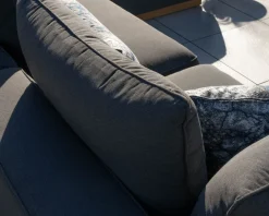 Canapé modulaire d'extérieur en teck et tissu anthracite 