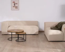Canapé modulaire en angle en tissu bouclette beige "Alcazar"