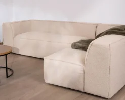 Canapé modulaire en angle en tissu bouclette beige 