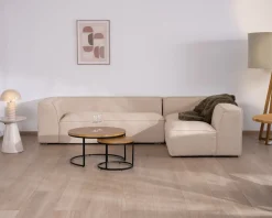 Canapé modulaire en angle en tissu bouclette beige 
