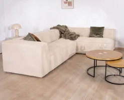 Canapé modulaire en angle en tissu bouclette beige 