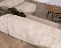 Canapé modulaire en angle en tissu bouclette beige 