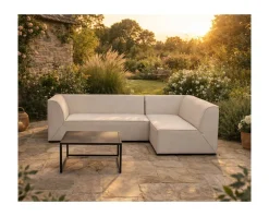 Canapé outdoor en 2 modules "Sunset Bay" tissu spécial extérieur crème